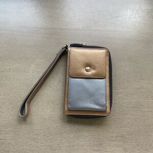 Metallic Gold & Silver Wristlet Clutch - Compact Card Holder #1